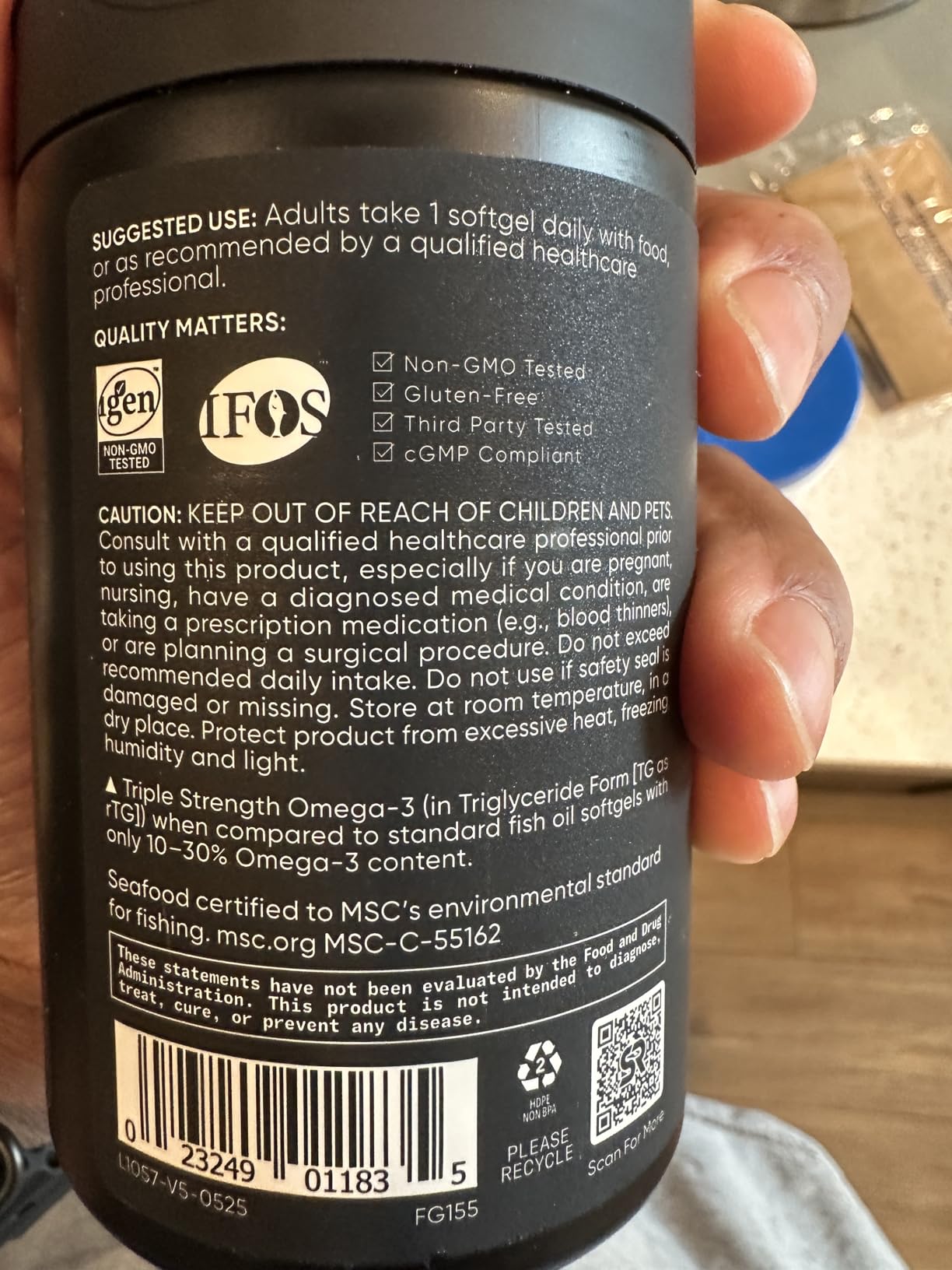 Sports Research® Omega-3 Fish Oil 1250mg from Wild Alaska Pollock, 90 Count customer photo 1