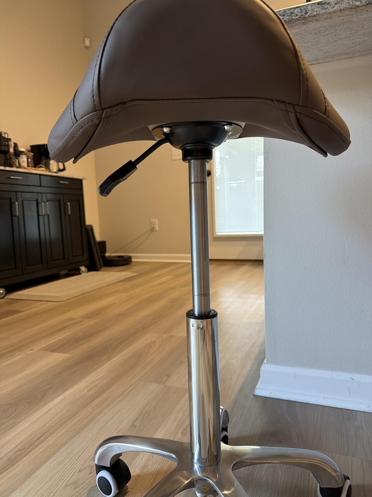 Kaleurrier Rolling Saddle Stool for Salon Kitchen Swivel Desk Chairs customer photo 2