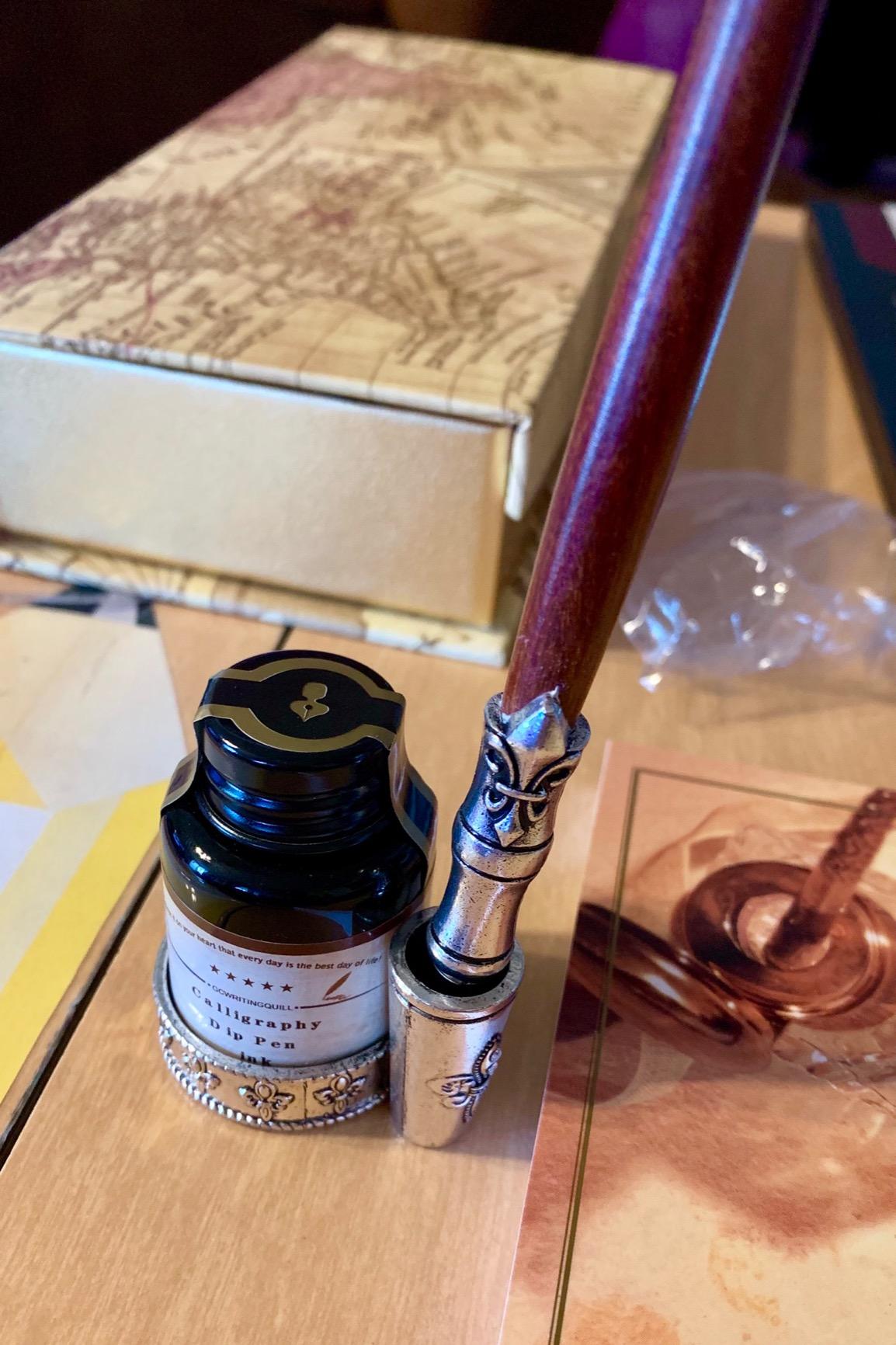MU-02 Calligraphy Pen Set, Glass Dip Pen and Handcrafted Wooden Dip Pen Gift Set with 5 Colors Calligraphy Ink 6 Nibs customer photo 1