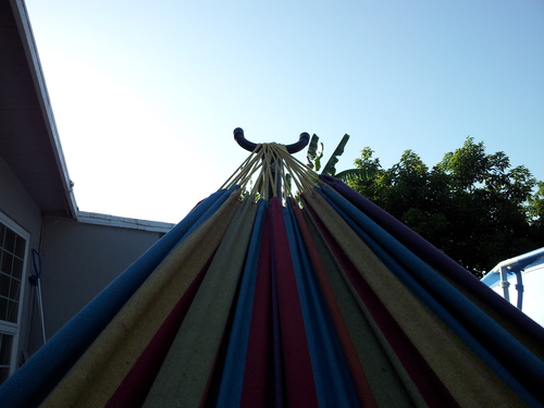 Vivere Double Cotton Hammock, Space Saving Steel Stand, Blue Lagoon, 9 Ft customer photo 2
