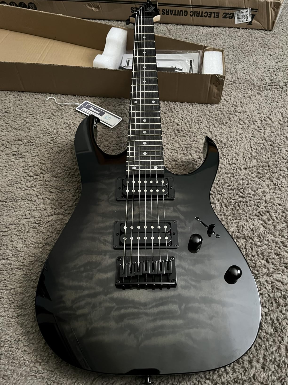 Ibanez Gio GRG7221QA 7-String - Transparent Black Sunburst customer photo 1