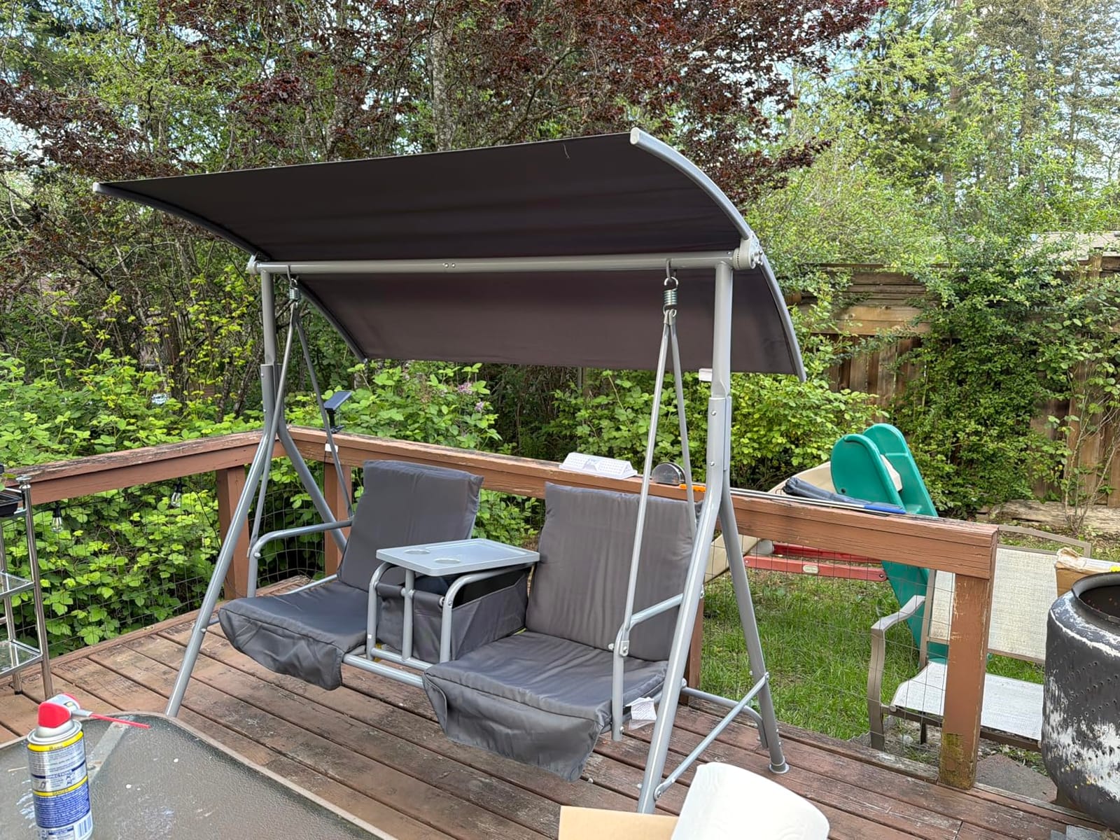 Outsunny 2 Person Porch Swing with Stand Canopy Outdoor Swing Gray customer photo 1