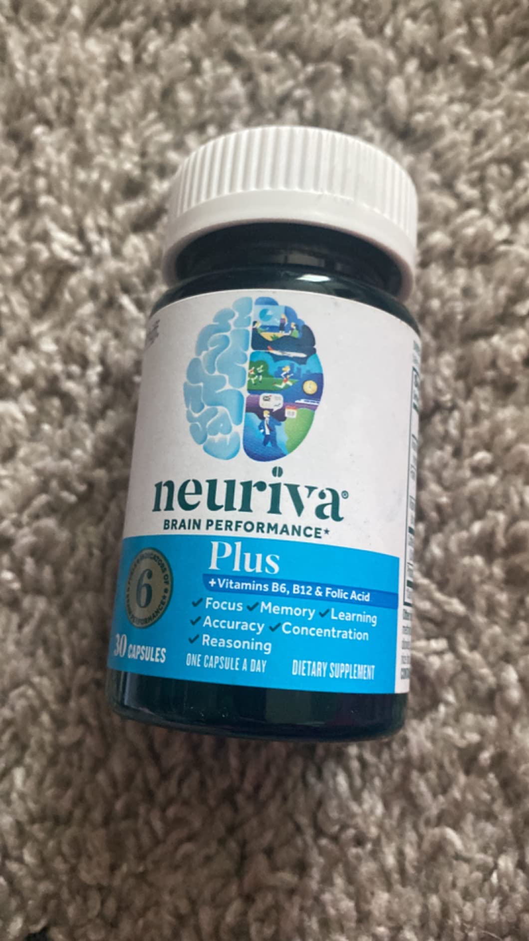 NEURIVA Plus Brain Supplements for Memory and Focus, Clinically Tested Nootropics Neurofactor and Phosphatidylserine, with Vitamin B12, Vitamin B6 and Folic Acid, 30 Count Capsules customer photo 1