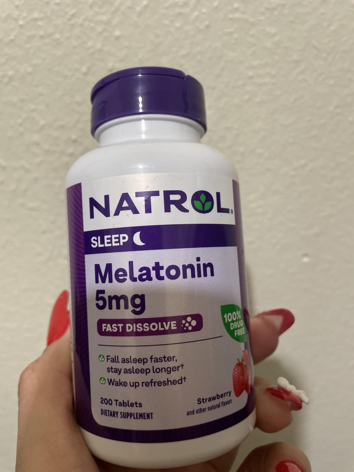 Natrol Melatonin 5 mg Fast Dissolve Tablets, Strawberry, 200 Count customer photo 2