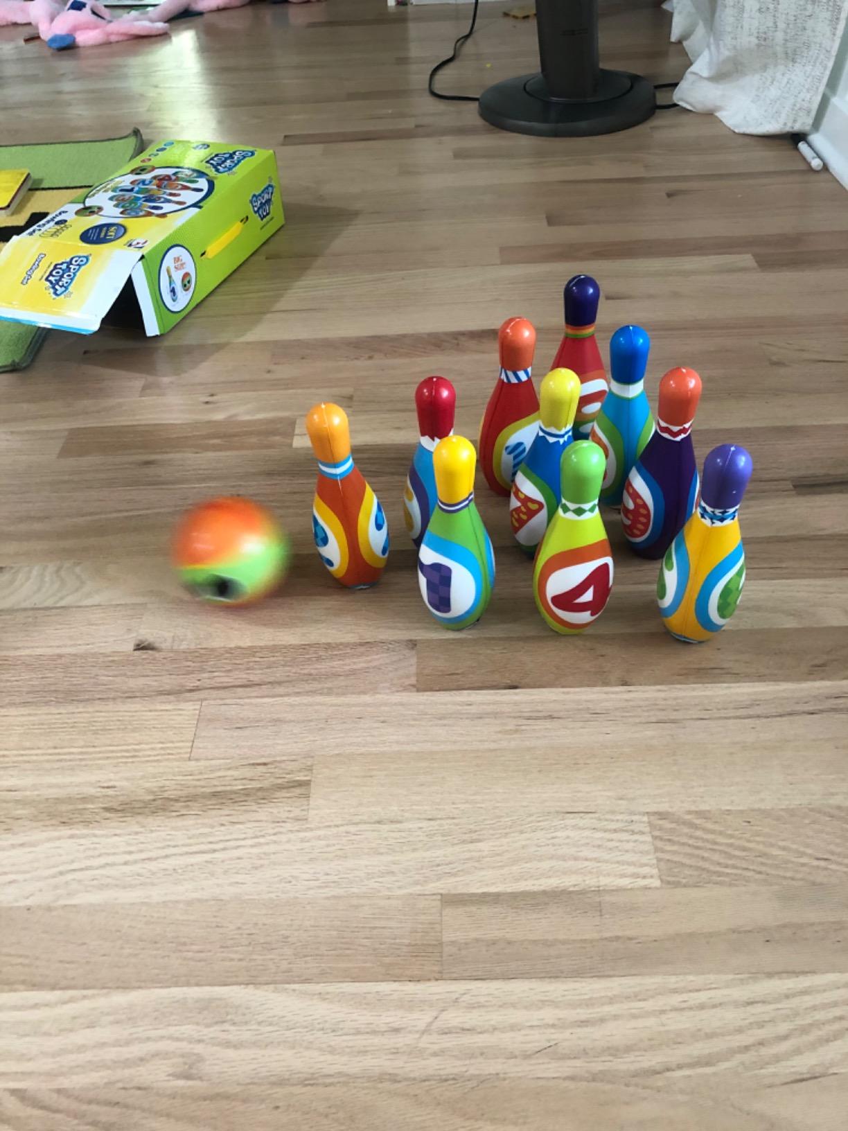 AugToy Kids Bowling Toy Set, Toddler Indoor Outdoor Activity Play Game Toys for Boy Girl, Soft 10 Foam Bowling Pins & 2 Balls, Educational Children Birthday Party Gifts customer photo 1