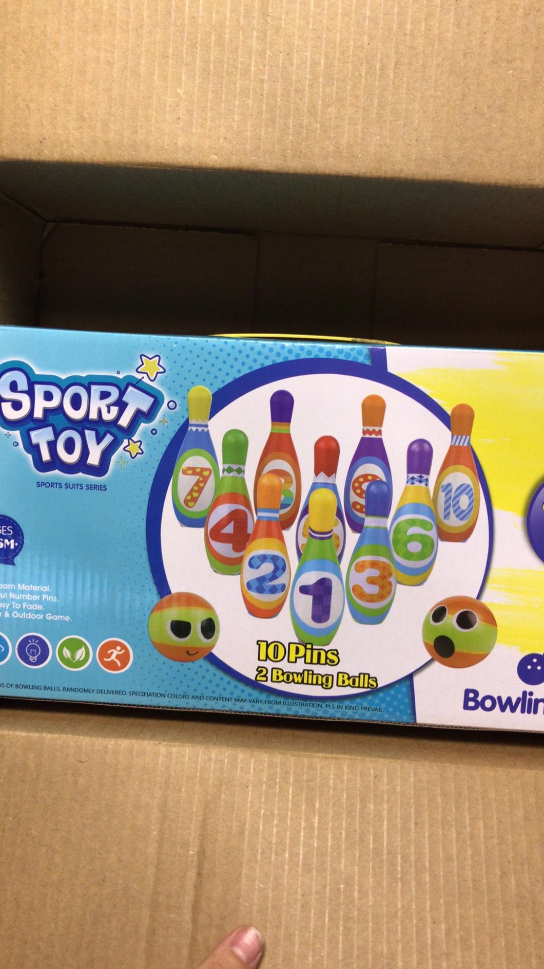 AugToy Kids Bowling Toy Set, Toddler Indoor Outdoor Activity Play Game Toys for Boy Girl, Soft 10 Foam Bowling Pins & 2 Balls, Educational Children Birthday Party Gifts customer photo 2