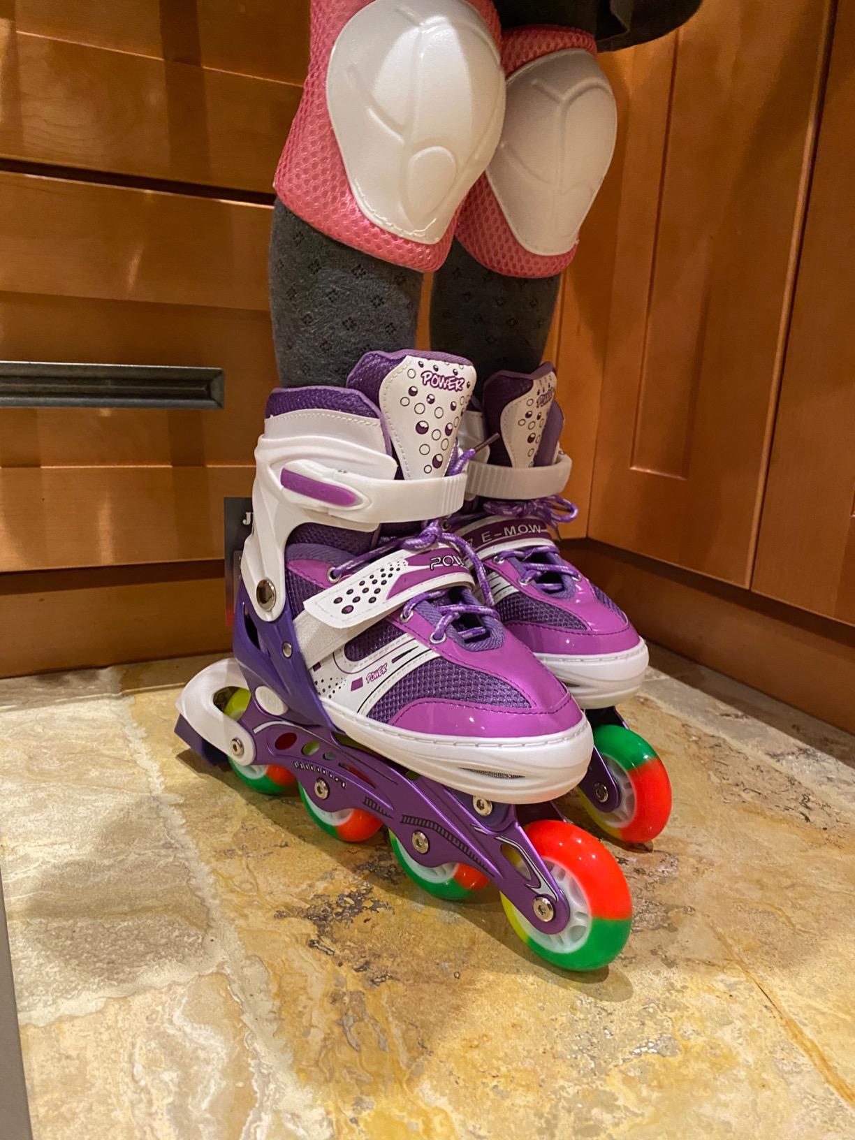 JIFAR Adjustable Inline Skates for Kids Ages 3-5 5-8 6-12, 4 Sizes Adjustable All Light Up Wheels, Beginner Roller Skates for Boys Girls Indoor Outdoor Birthday Gift customer photo 2