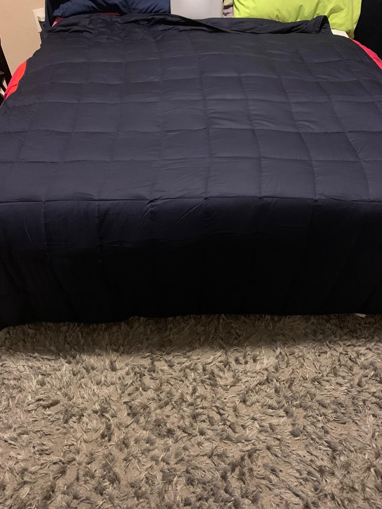 YnM Exclusive Kids Weighted Blanket, Soothing Cotton, Smallest Compartments with Glass Beads, Bed Blanket for One Person of 60lbs, Ideal for Twin Bed (41x60 Inches, 7 Pounds, Navy) customer photo 1