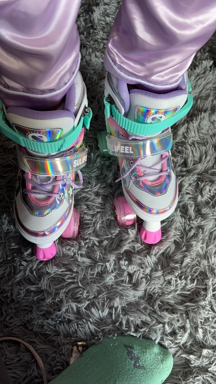 SULIFEEL Rainbow Unicorn Kids Roller Skates for Girls Boys customer photo 1