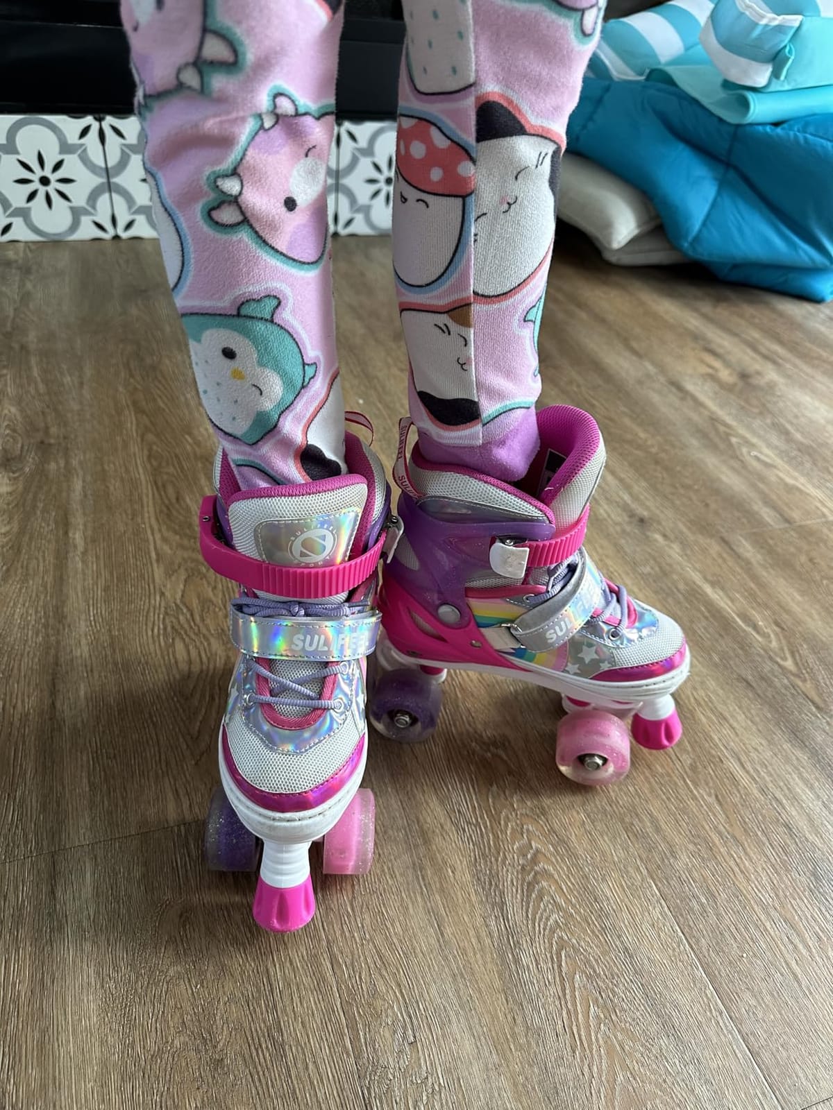 SULIFEEL Rainbow Unicorn Kids Roller Skates for Girls Boys customer photo 2