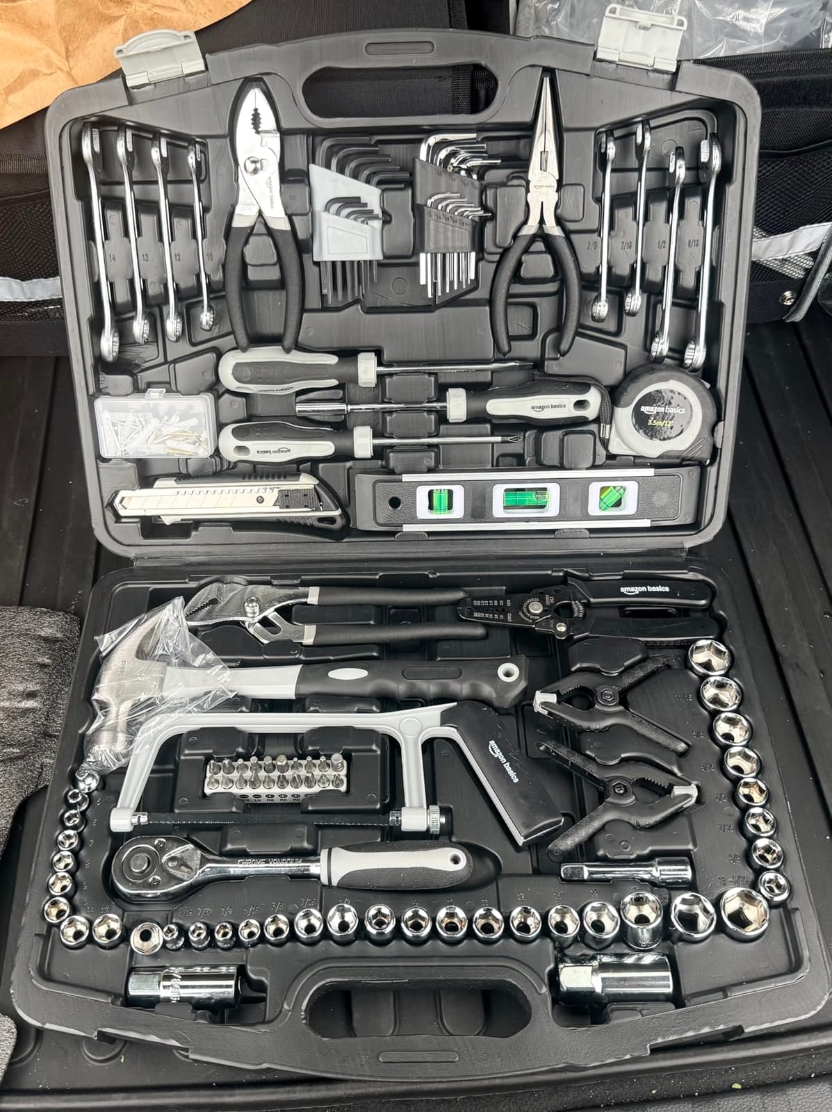 Amazon Basics 65-Piece General Household Home Repair and Mechanic's Hand Tool Kit Set with Storage Case, Portable, Non-Slip Handles, Black customer photo 2