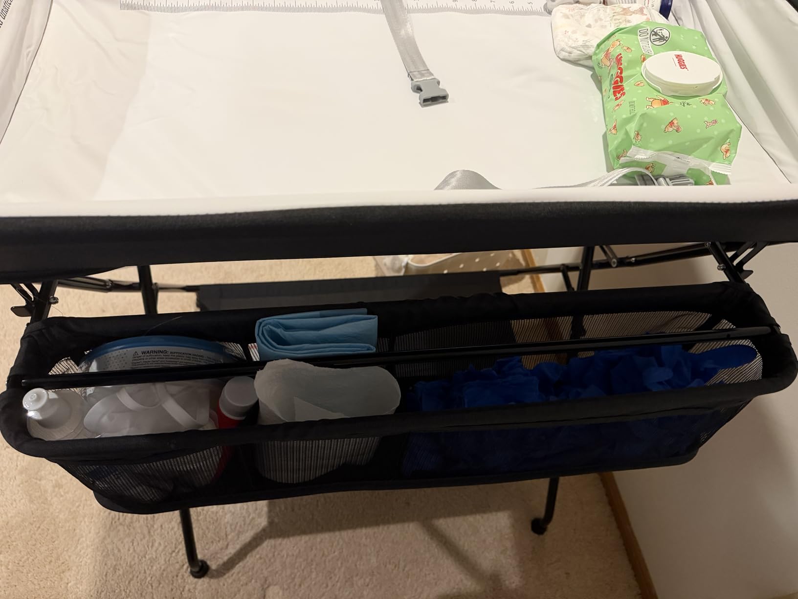 Costzon Changing Table, Portable Baby Changing Table Foldable Diaper Changing Station with Safety Belt, Large Storage Rack & Shelf, Nursery Organizer for Newborn Infant (Dark Gray) customer photo 1