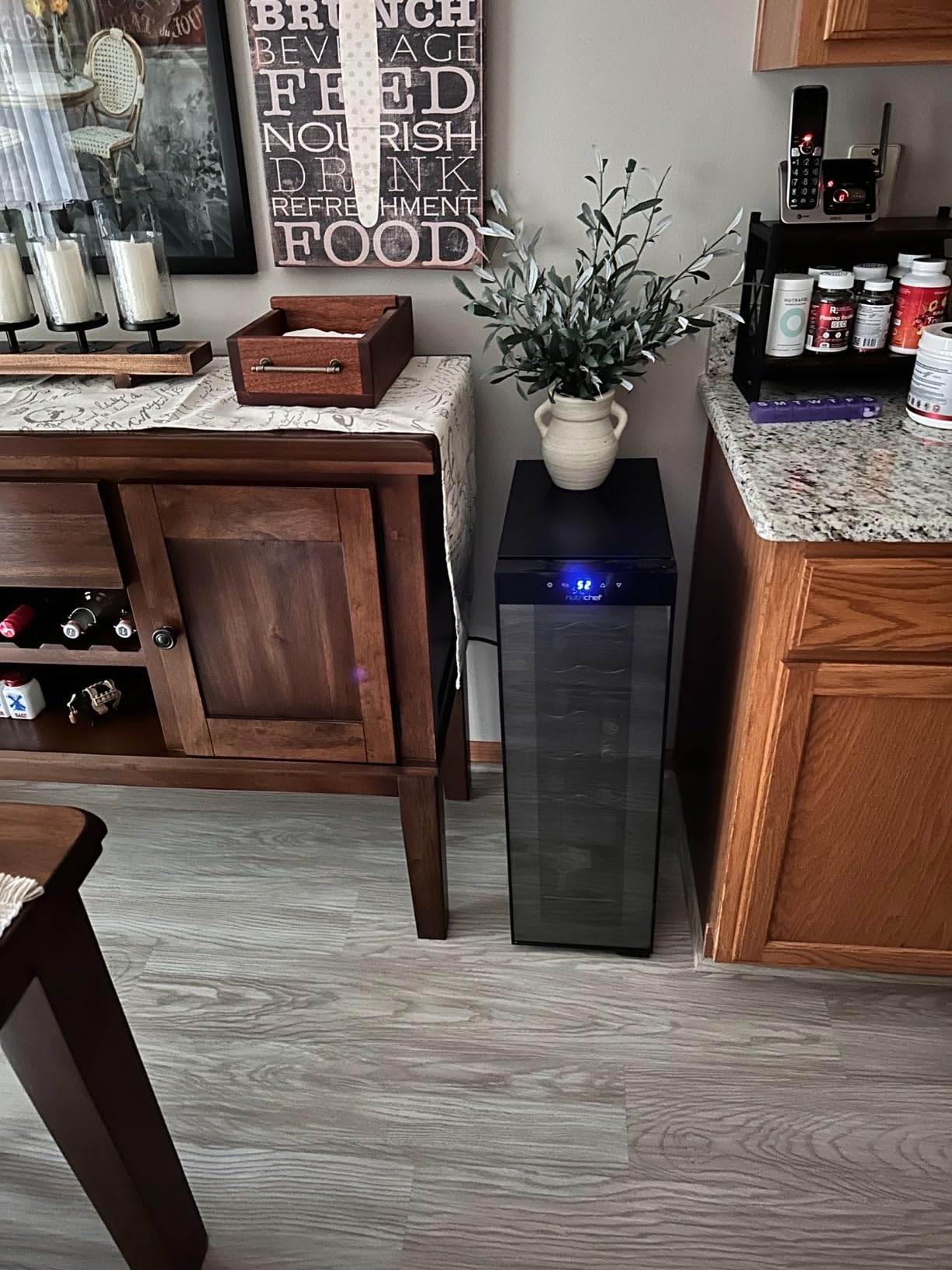 Nutrichef 12 Bottle Stainless Steel Slim Wine Fridge | Red & White Wine Chiller | Adjustable Temperature Control, Ultra Quiet Operation & Energy Efficient | Mini Wine Cooler Refrigerator 31x10x17 IN customer photo 2