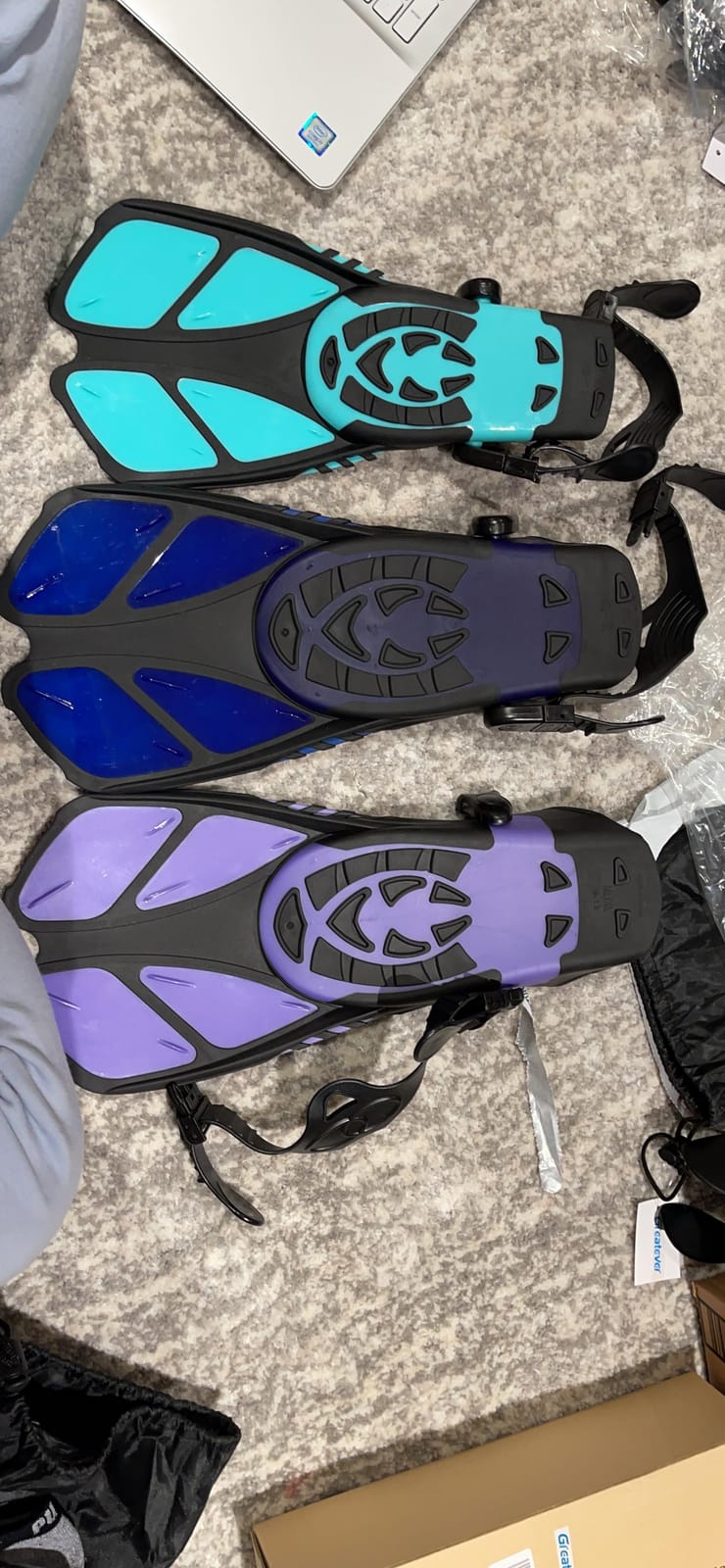 Greatever Snorkel Fins, Travel Size Short Flippers for Snorkel Swim Diving | Adjustable Swim Fins Flexible Open Heel Lightweight Scuba Diving Fins for Adult Men Women Kids Ideal for Recreational Use customer photo 2