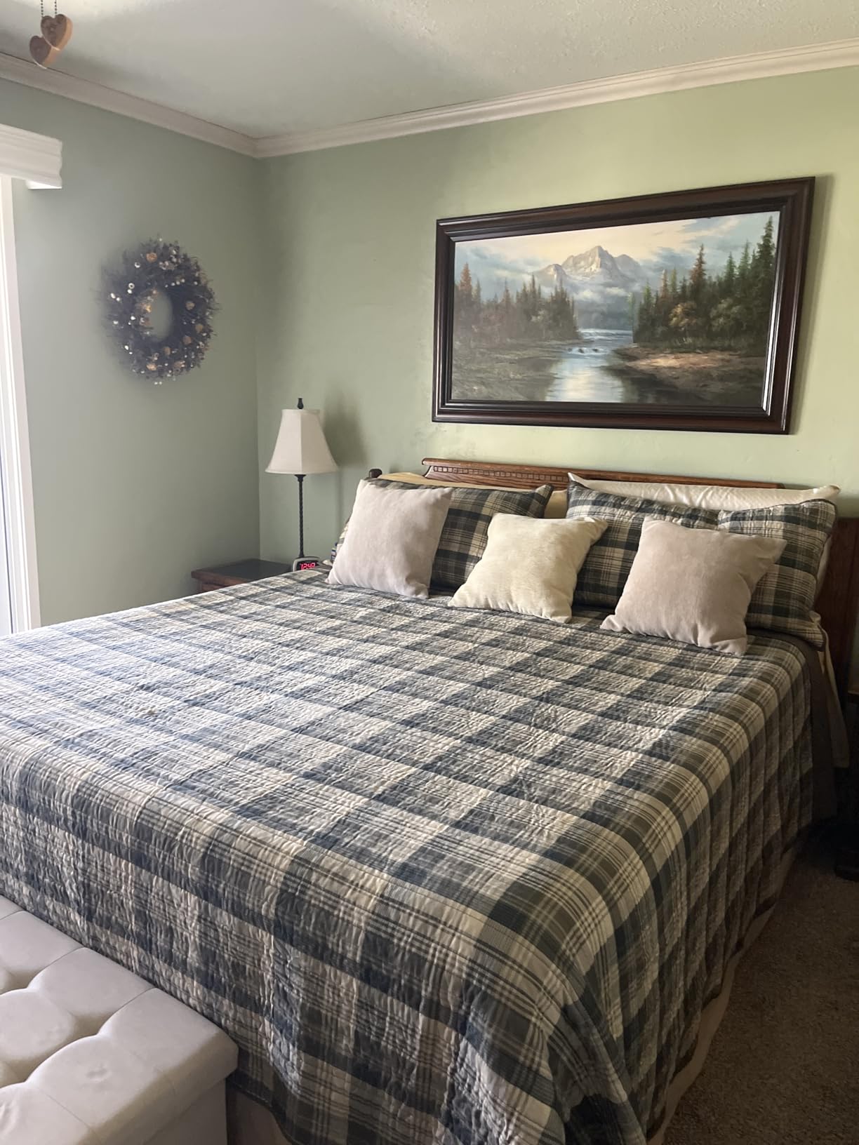 Woolrich Mill Creek Reversible Quilt Set - Cottage Styling Reversed to Solid Color, All Season Lightweight Coverlet, Cozy Bedding Layer, Matching Shams, Oversized Full/Queen, Plaid Green 3 Piece customer photo 2