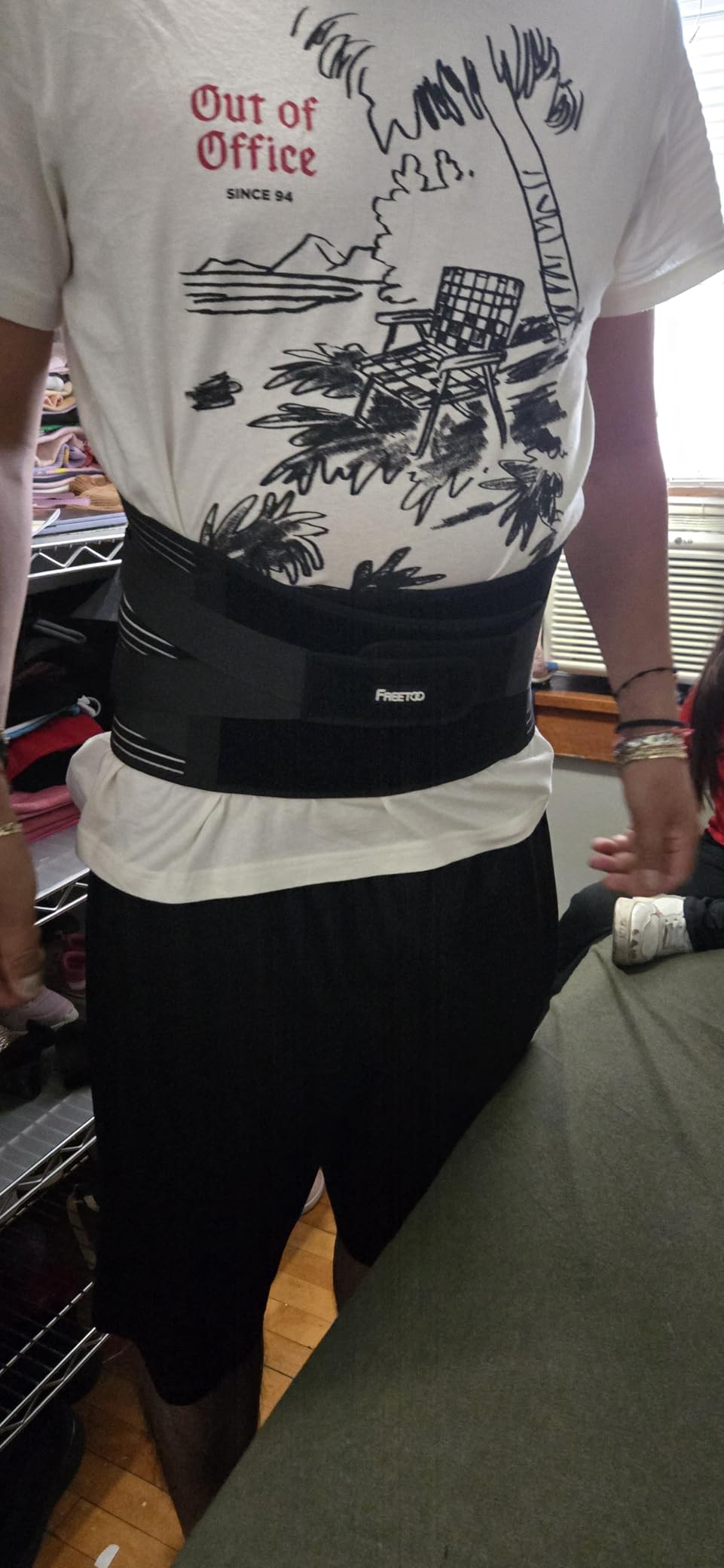 FREETOO Back Braces for Lower Back Pain Relief with 6 Stays, Breathable Back Support Belt for Men/Women for work , Anti-skid lumbar support belt with 16-hole Mesh for sciatica(L) customer photo 2