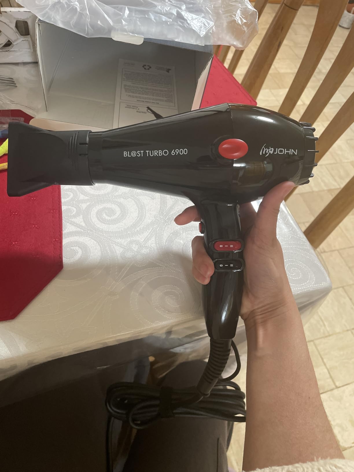 JOHN Hair Blow Dryer,Professional Salon Ionic 2200W,Blast Turbo 6900,Black customer photo 2
