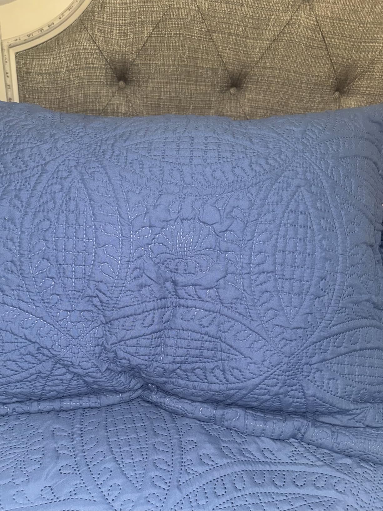 Love's cabin Quilts for Queen Bed Blue Bedspreads - Soft Bed Summer Lightweight Bedspread Comforter - Modern Style Coin Pattern Coverlet for All Season - 3 Pieces (1 Quilt, 2 Pillow Shams) customer photo 2