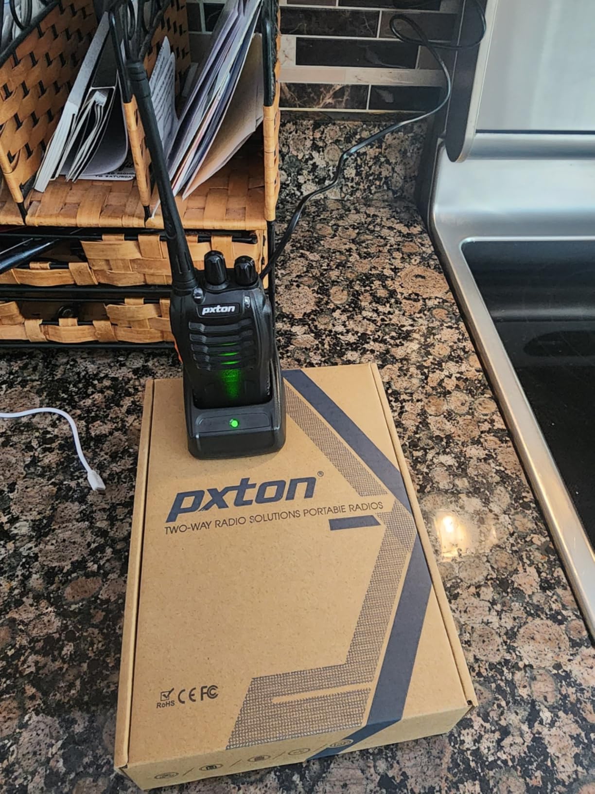 pxton Walkie Talkies Long Range for Adults with Earpieces,16 Channel Walky Talky Rechargeable Handheld Two Way Radios with Flashlight Li-ion Battery and Charger（4 Pack） customer photo 1