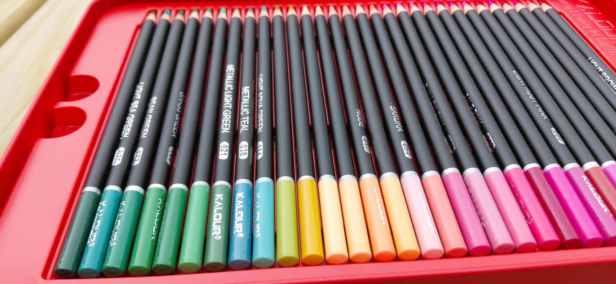 KALOUR 180 Colored Pencil Set for Adults Artists - Rich Pigment Soft Core, 12 Metallic Pencils - Ideal for Coloring Drawing Sketching Shading Blending customer photo 1