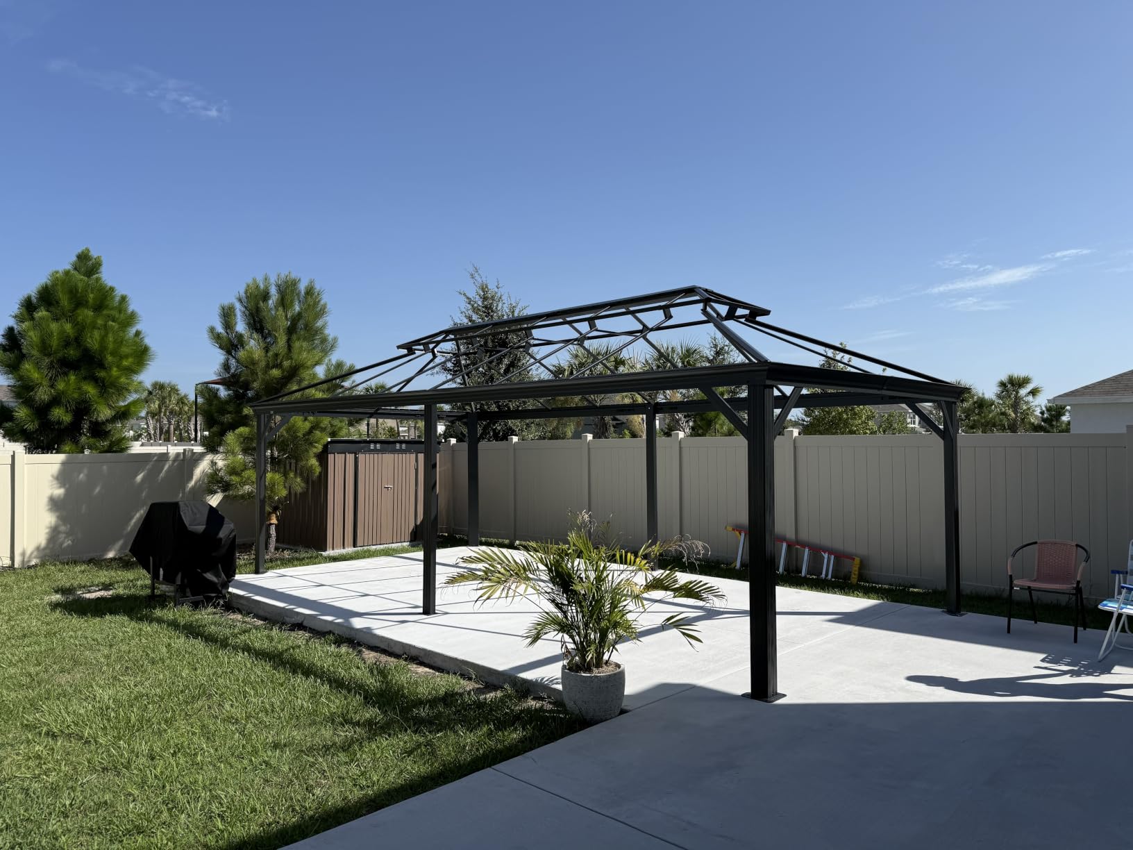PURPLE LEAF Patio Gazebo 12' X 20' Built-in Drainage System, Gray customer photo 1