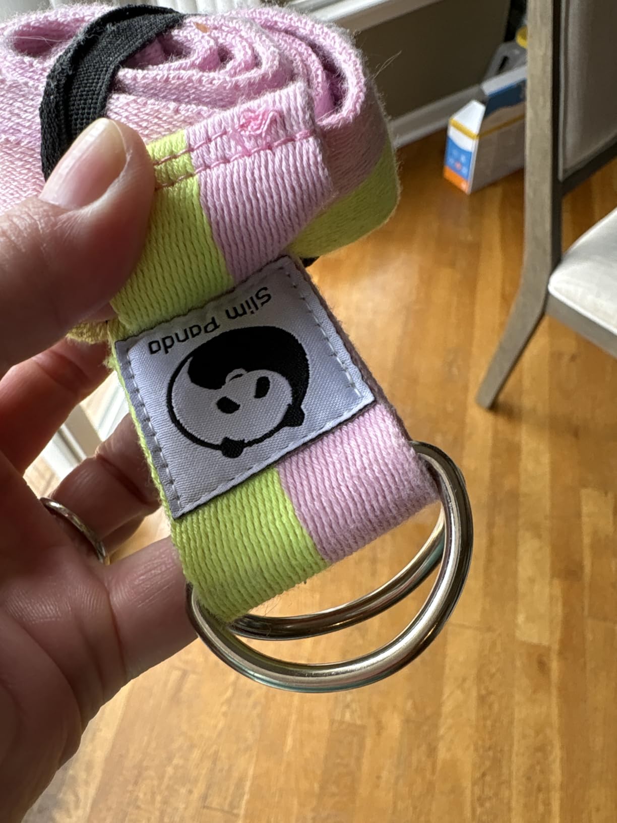 Slim Panda Yoga Strap for Stretching,Cotton Yoga Strap with Adjustable D-Ring Buckle,Non-Elastic Yoga Belt for Pilates,Gym Workouts,Physical Therapy,Improve Flexibility customer photo 1