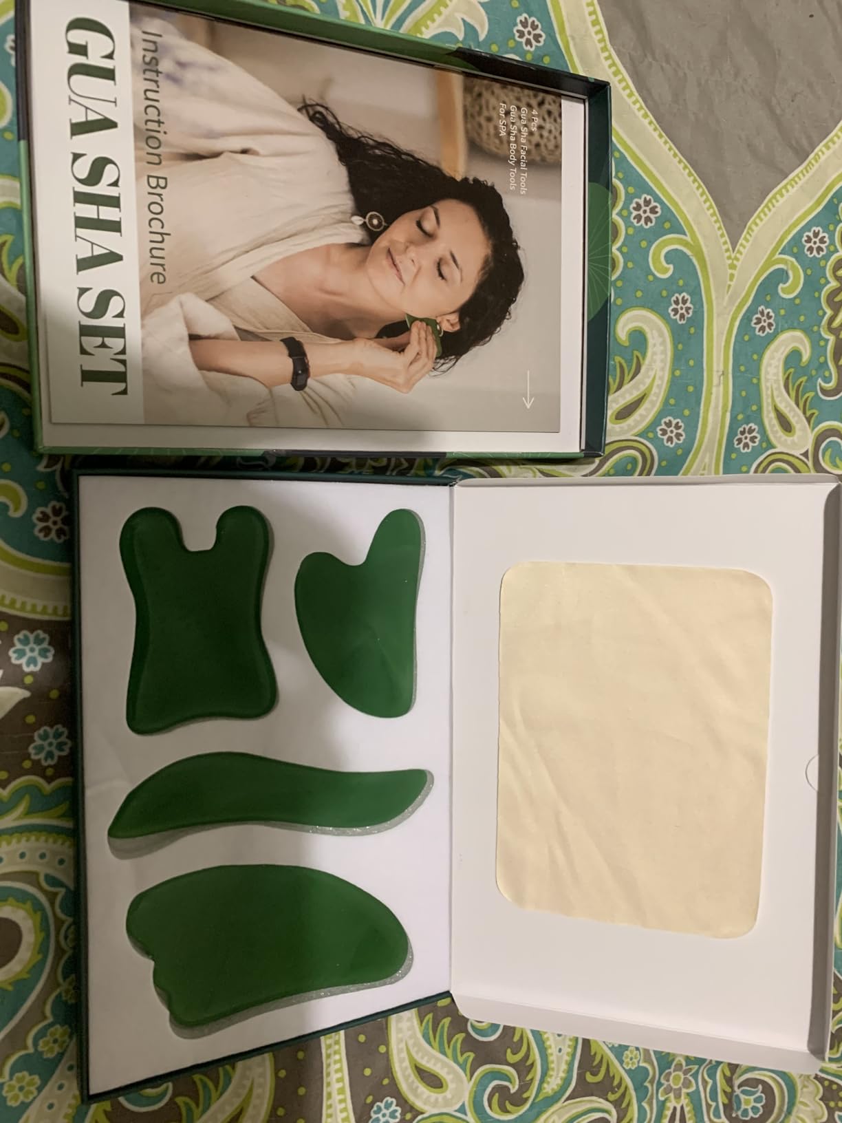 Rena Chris Guasha Massage Tool, 4 pcs Gua Sha Facial Tool, Guasha Board for SPA Acupuncture Therapy Trigger Point Treatment, Gua Sha Scraping Massage Tool (Green) customer photo 2