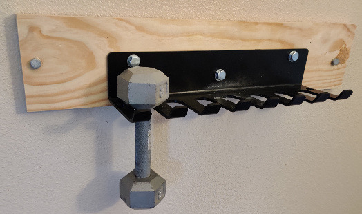Gym Rack Organizer, Home Gym Accessories Hanger, Wall Mount Hooks for Olympic Barbells, Row Handles, Bats or Tools (E-Book Instruction Included) customer photo 1