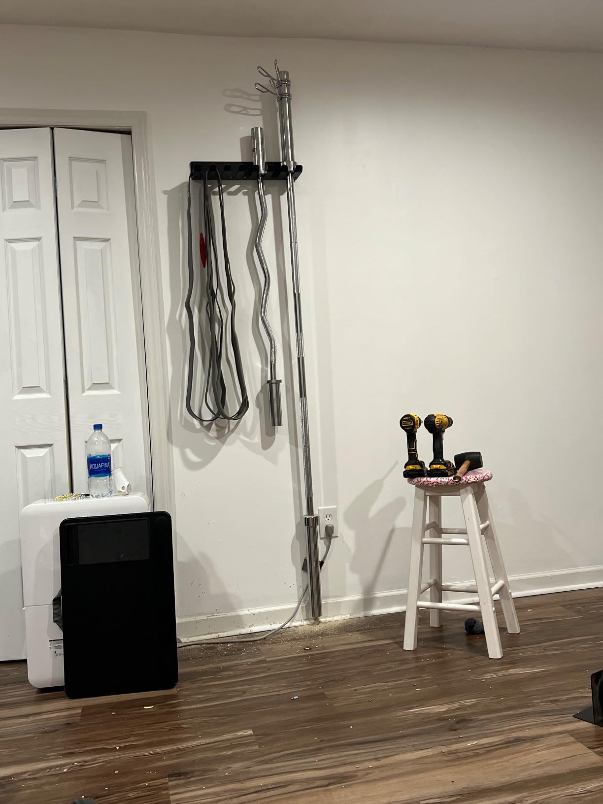 Gym Rack Organizer, Home Gym Accessories Hanger, Wall Mount Hooks for Olympic Barbells, Row Handles, Bats or Tools (E-Book Instruction Included) customer photo 2