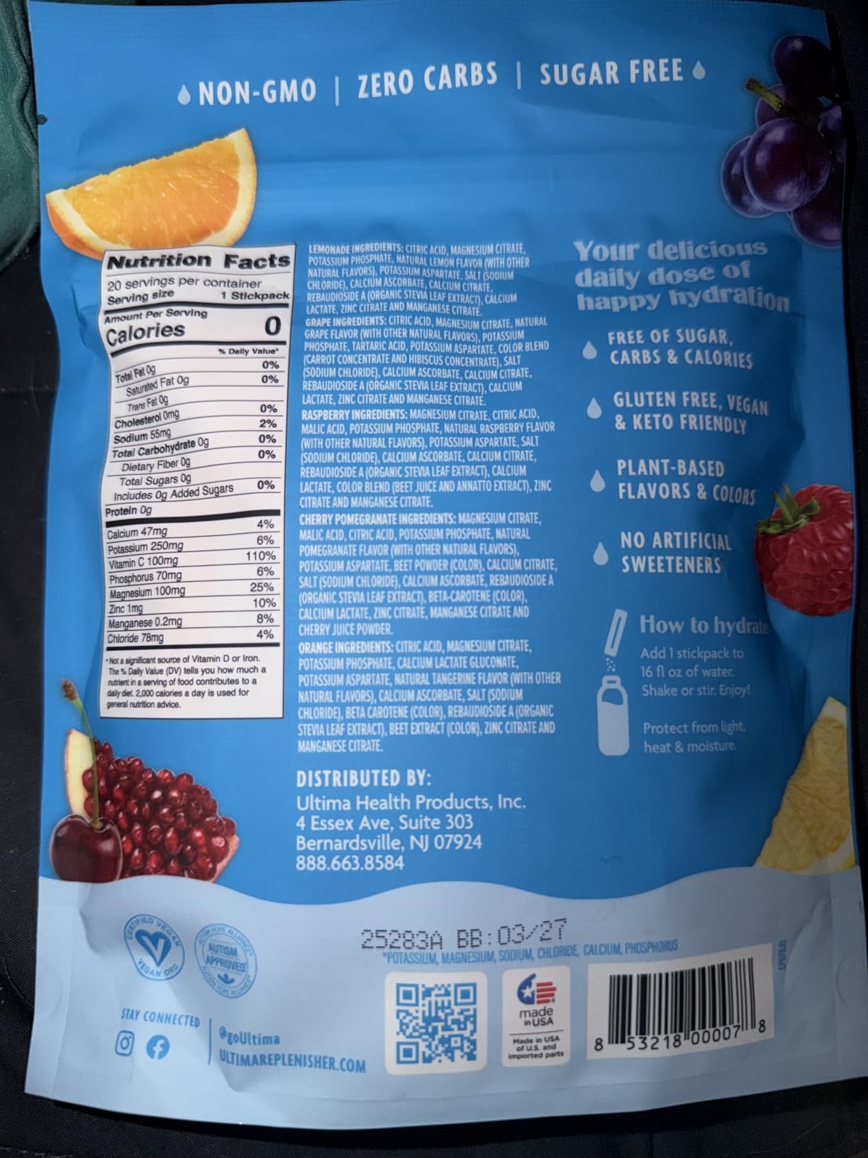 Ultima Replenisher Original Variety Electrolyte Packets, 20 Stickpacks customer photo 2