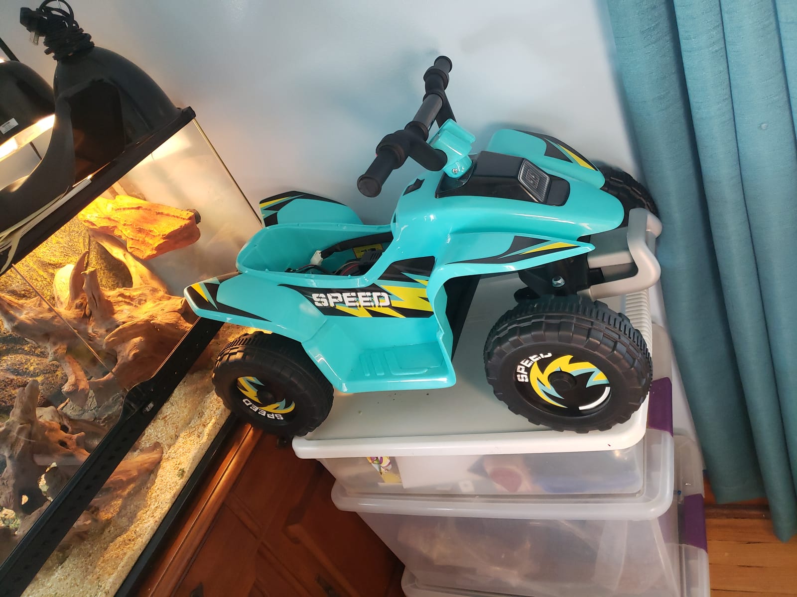 HONEY JOY Ride On ATV, 6V Mini Off-Road Battery Powered Motorized Quad for Kids, Anti-Slip Wheels, RWD 4-Wheeler Electric Ride On Toy Car for Toddlers (Blue) customer photo 2