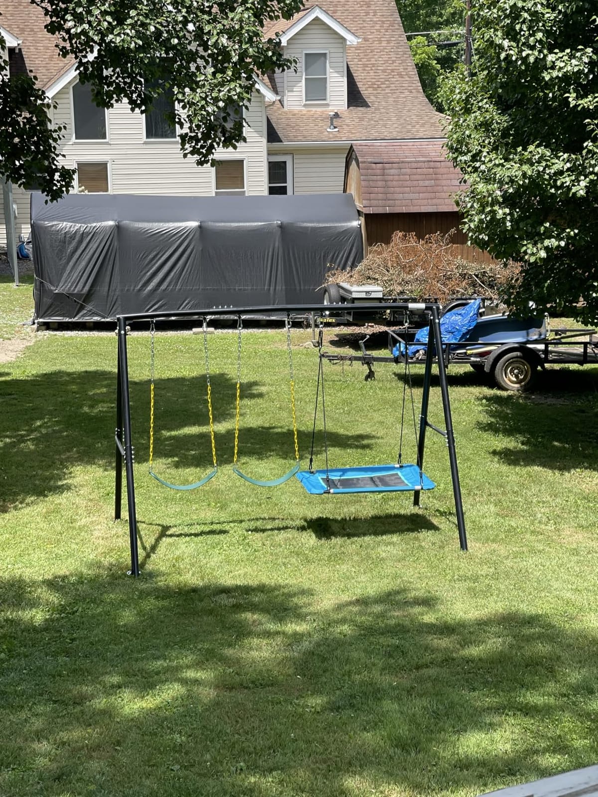 Hapfan 600lb Heavy Duty Swing Set for Outdoor Backyard with 3 Swings Black customer photo 1