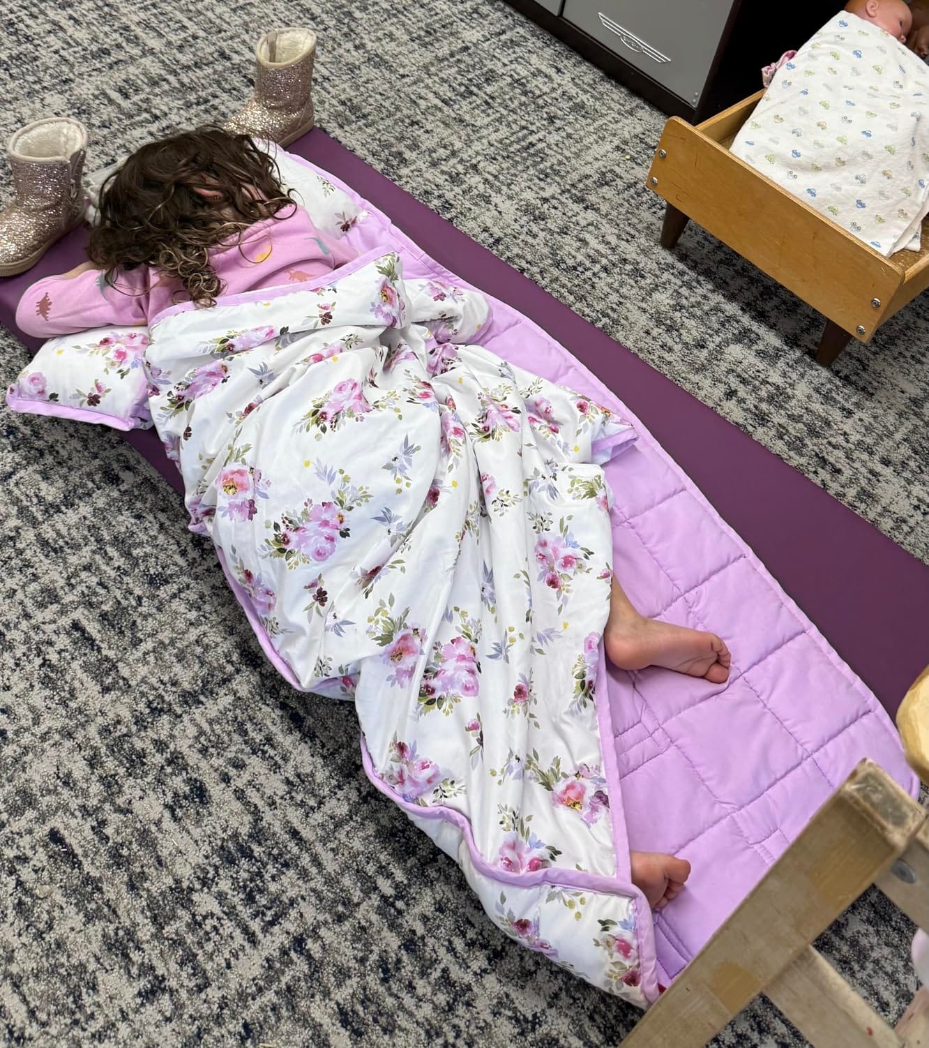 Moonsea Toddler Nap Mat Pink with Pillow and Fleece Minky Blanket customer photo 2