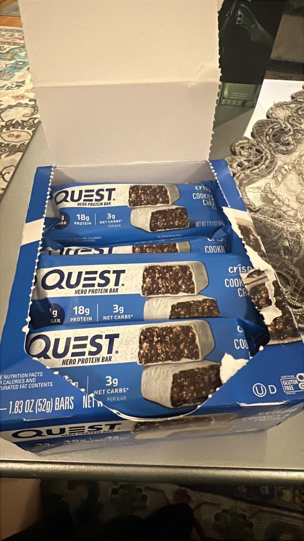 Quest Nutrition Crispy Cookies & Cream Protein Bar, 18g Protein, 12 Count customer photo 2