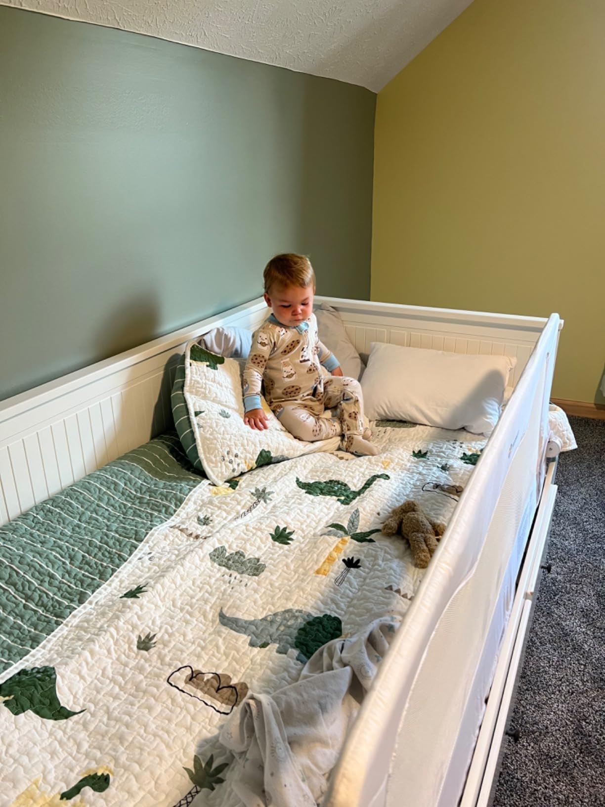 Joyreap 2-Piece Cotton Quilt Set Twin, Dinosaur Theme Green Color Design for Kids Boys n Girls, Smooth Soft Quilt Bedspread Bed Cover for All Season, 1 Quilt and 1 Pillow Sham- 68x86 inches customer photo 1