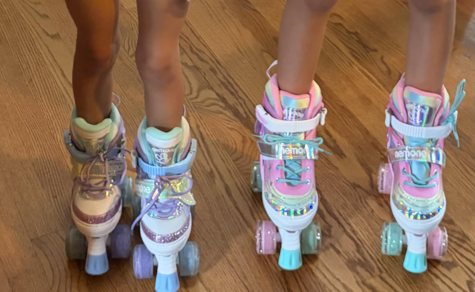 NEMONE Mermaid 4 Size Adjustable Light up Roller Skates for Girls, Purple Blue Skates for Toddlers, Beginner Kids Butterfly Roller Skates Indoor Outdoor customer photo 1