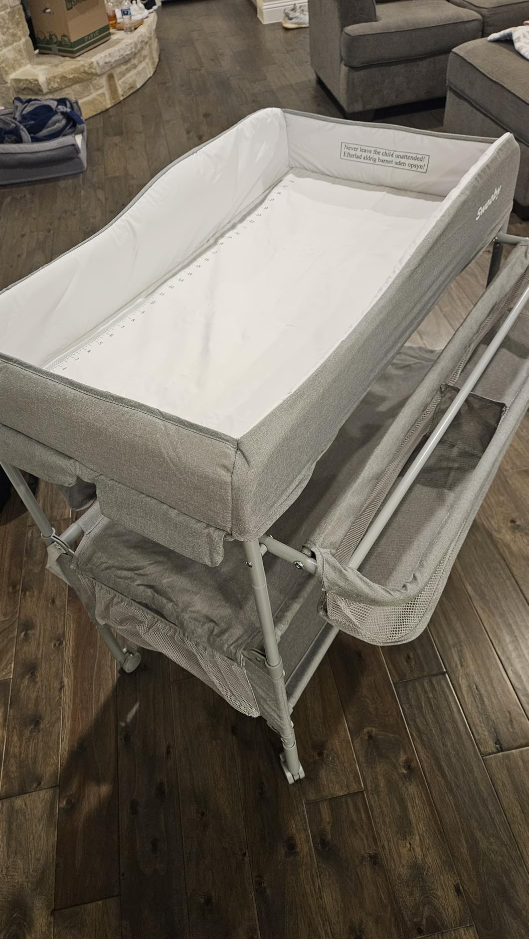 Sweeby Portable Baby Changing Table, Foldable Diaper Changing Station with Waterproof Pad, Mobile Nursery Organizer for Infant & Newborn Essentials, Grey customer photo 2