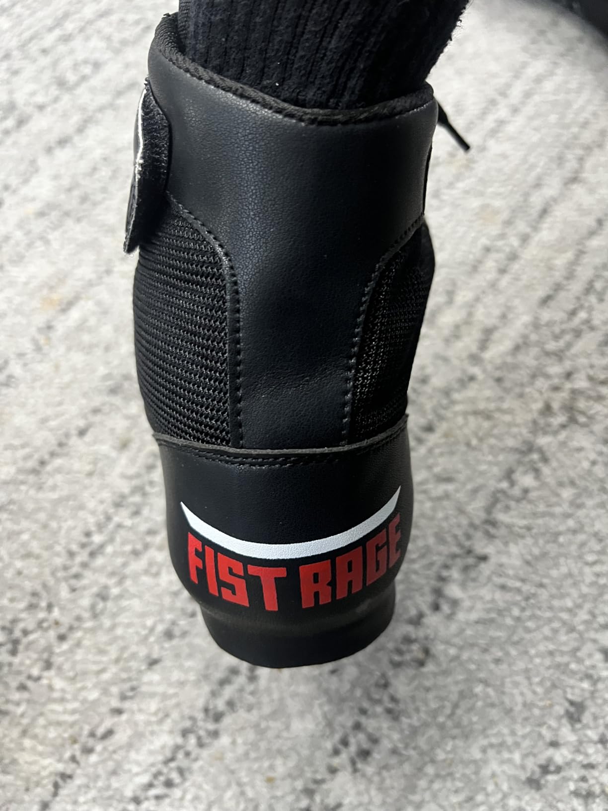 FISTRAGE Leather Kick Boxing Shoes Fighting Sports Master Training Mesh Unisex Pro Men's and Youth Genuine Boot Light Weight | Black Color Boxing Shoes for Adults customer photo 1