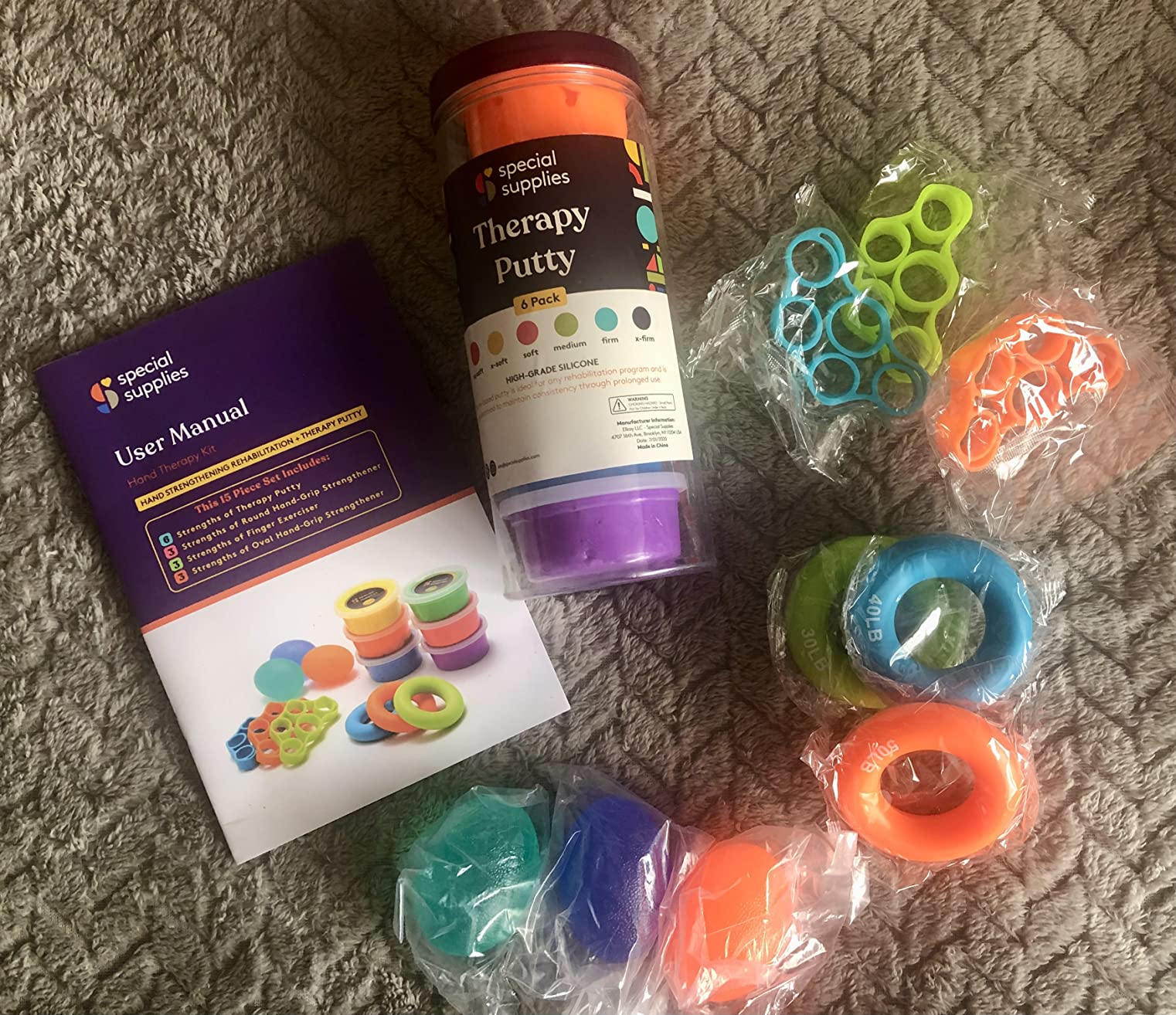 Special Supplies Physical Hand Therapy Putty Kit, Finger Exercisers, Hand Strengtheners, 15 Set Grip Strength,Dexterity, Mobility, Injury Stress Relief customer photo 1