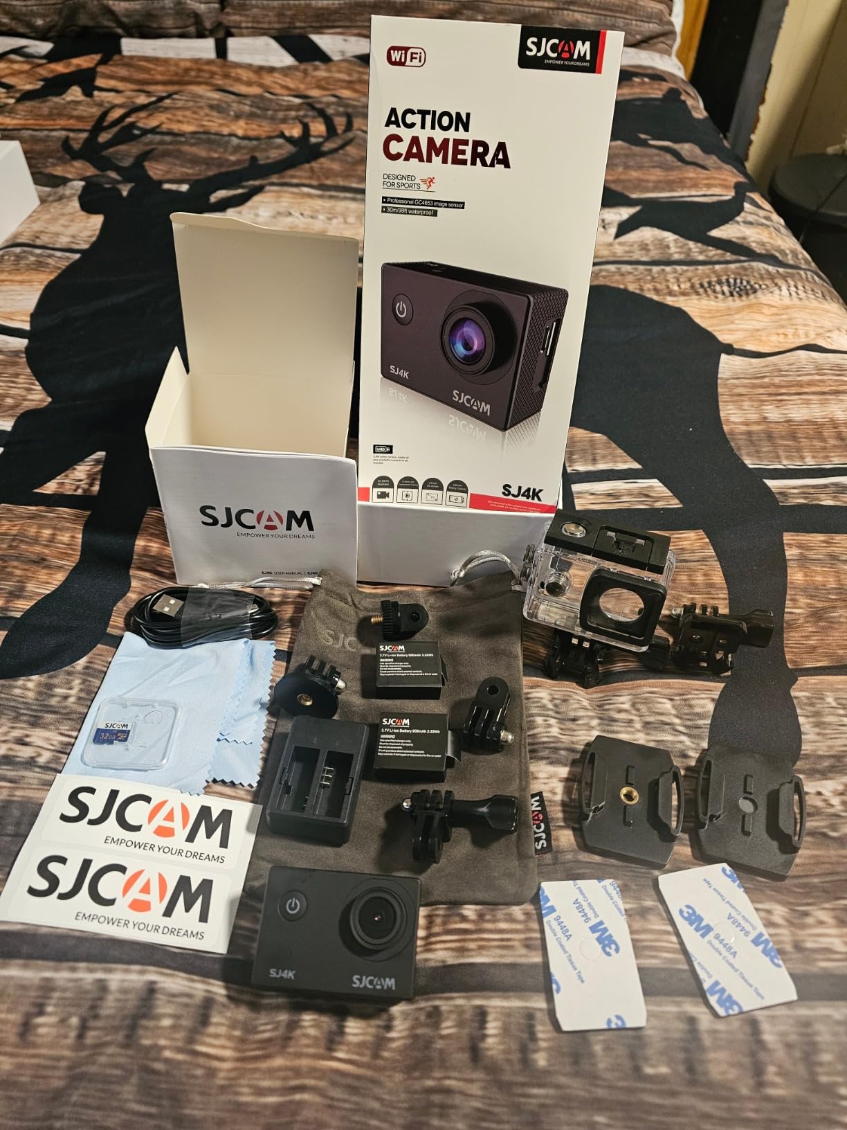 SJCAM SJ4000 Pro-Grade 4K Action Camera, 40MP 3-Axis EIS Stabilization Motorcycle Sport Camera, 170°FOV Waterproof Camera Underwater, 5X Zoom, Dual Batteries, 32G SD Card and Helmet Accessory Kit customer photo 2