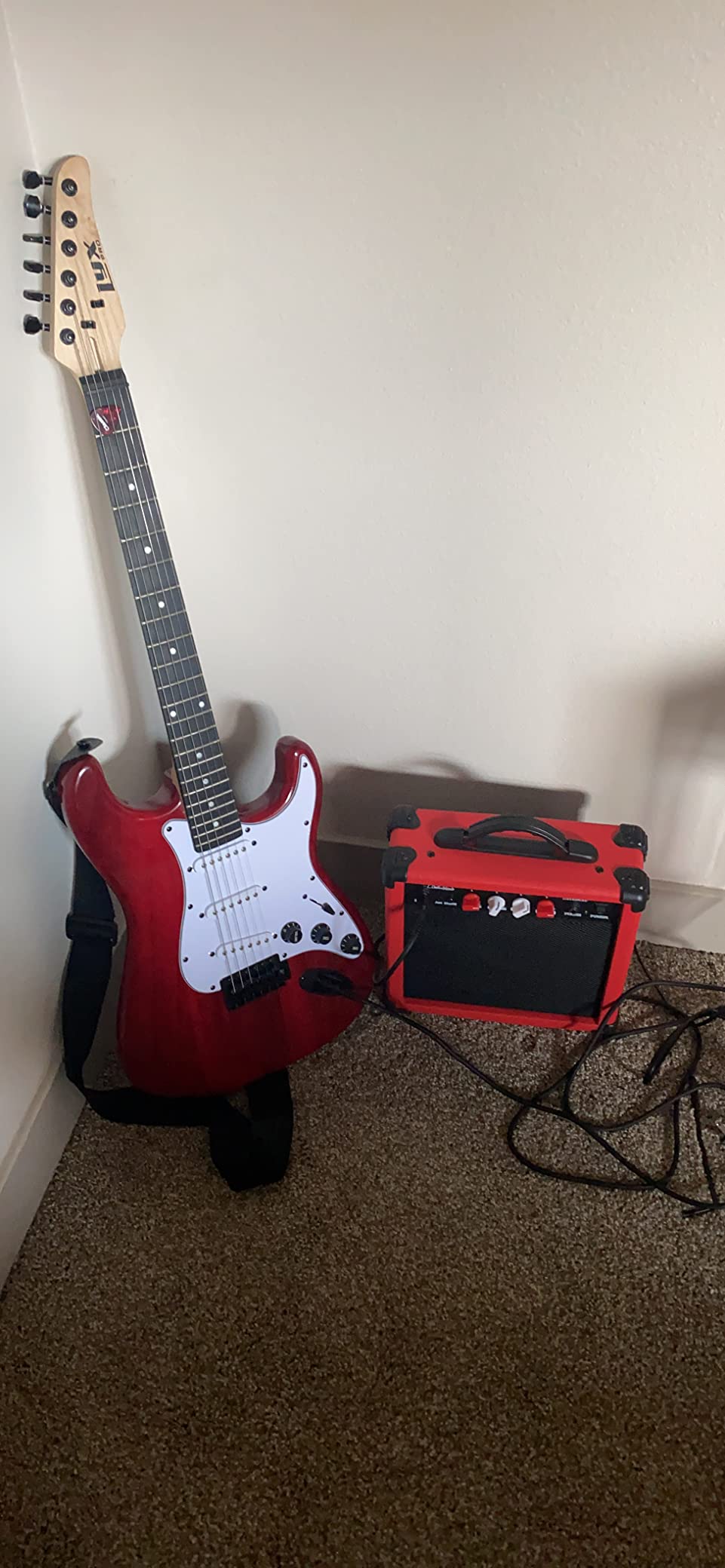 LyxPro 39 inch Electric Guitar Kit Bundle with 20w Amplifier, All Accessories, Digital Clip On Tuner, Six Strings, Two Picks, Tremolo Bar, Shoulder Strap, Case Bag Starter kit Full Size - Green customer photo 1