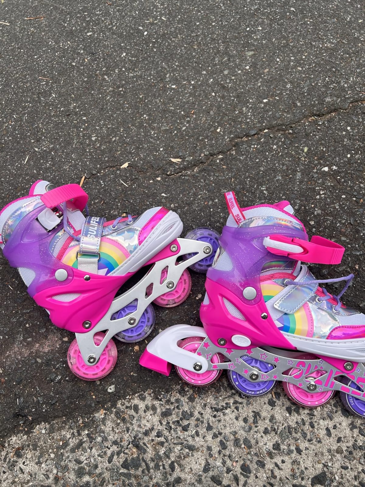 SULIFEEL Rainbow Unicorn Adjustable Kids Inline Skates for Girls Boys customer photo 1