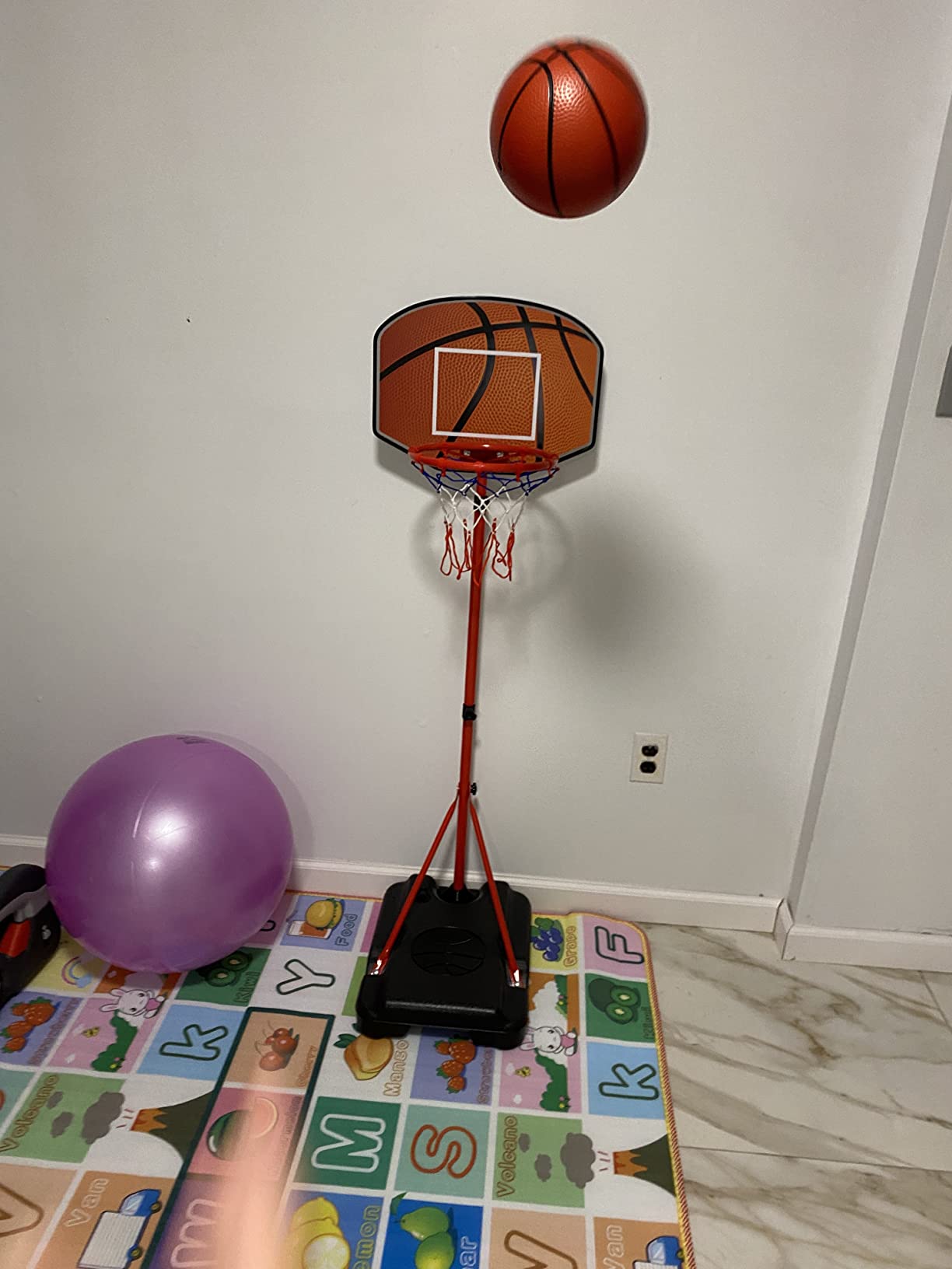 Kids Basketball Hoop for 3 4 5 6 Year Old Stand Adjustable Height 3.5ft-5.3ft Toddler Boy Basketball Hoop Indoor Mini Basketball Hoops Goal Ball Games Toys for Girl Boy Age 3-4 3-5 customer photo 1