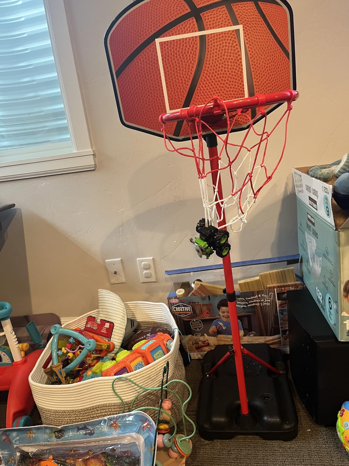 Kids Basketball Hoop for 3 4 5 6 Year Old Stand Adjustable Height 3.5ft-5.3ft Toddler Boy Basketball Hoop Indoor Mini Basketball Hoops Goal Ball Games Toys for Girl Boy Age 3-4 3-5 customer photo 2