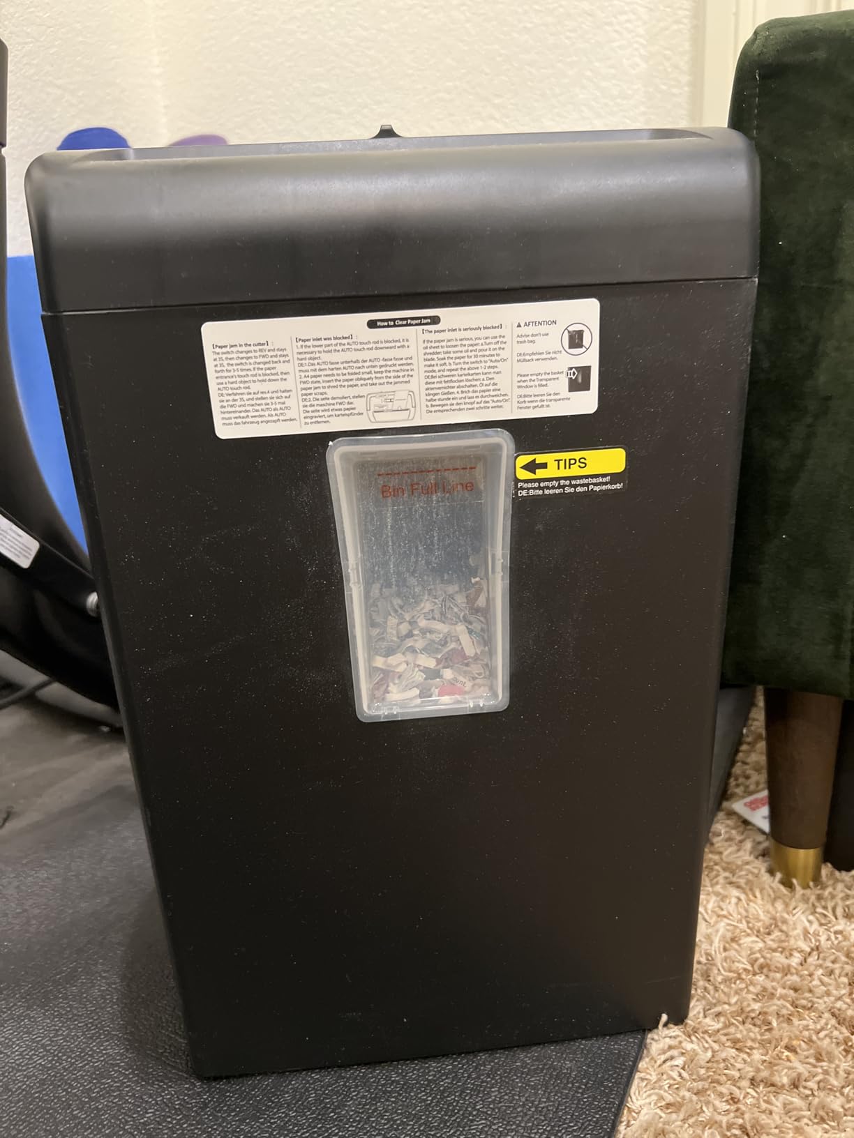 Bonsaii 10-Sheet Heavy Duty Cross Cut Paper Shredder for Home Office | 5.5-Gal Bin with Transparent Window, Shreds Credit Cards, Staples & Paper Clips, Suitable for Home Office Use, C209-D customer photo 1