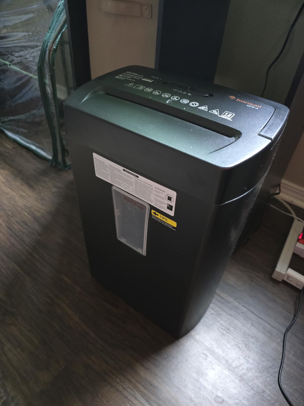 Bonsaii 12-Sheet Cross Cut Paper Shredder, 5.5 Gal Home Office Heavy Duty Shredder for Paper, Credit Card, Mail, Staples, with Transparent Window, High Security Level P-4 (C275-A) customer photo 2