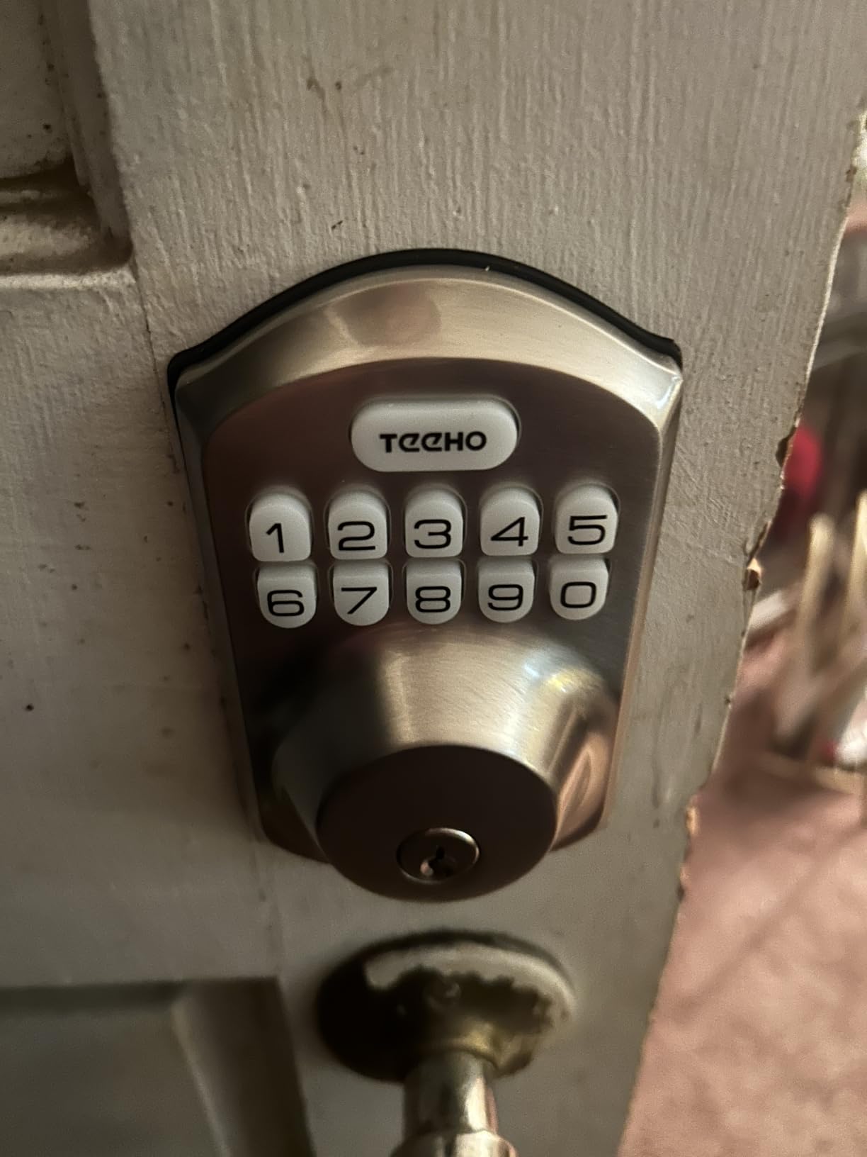 TEEHO TE001 Keyless Entry Deadbolt with Keypad for Front Door, Satin Nickel customer photo 1