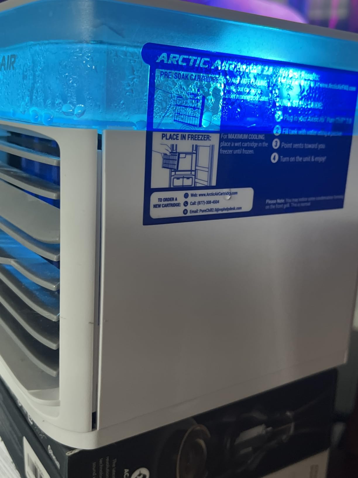 Arctic Air Pure Chill 2.0 Evaporative Air Cooler by Ontel - Powerful, Quiet, Lightweight and Portable Space Cooler with Hydro-Chill Technology For Bedroom, Office, Living Room & More,Blue customer photo 2