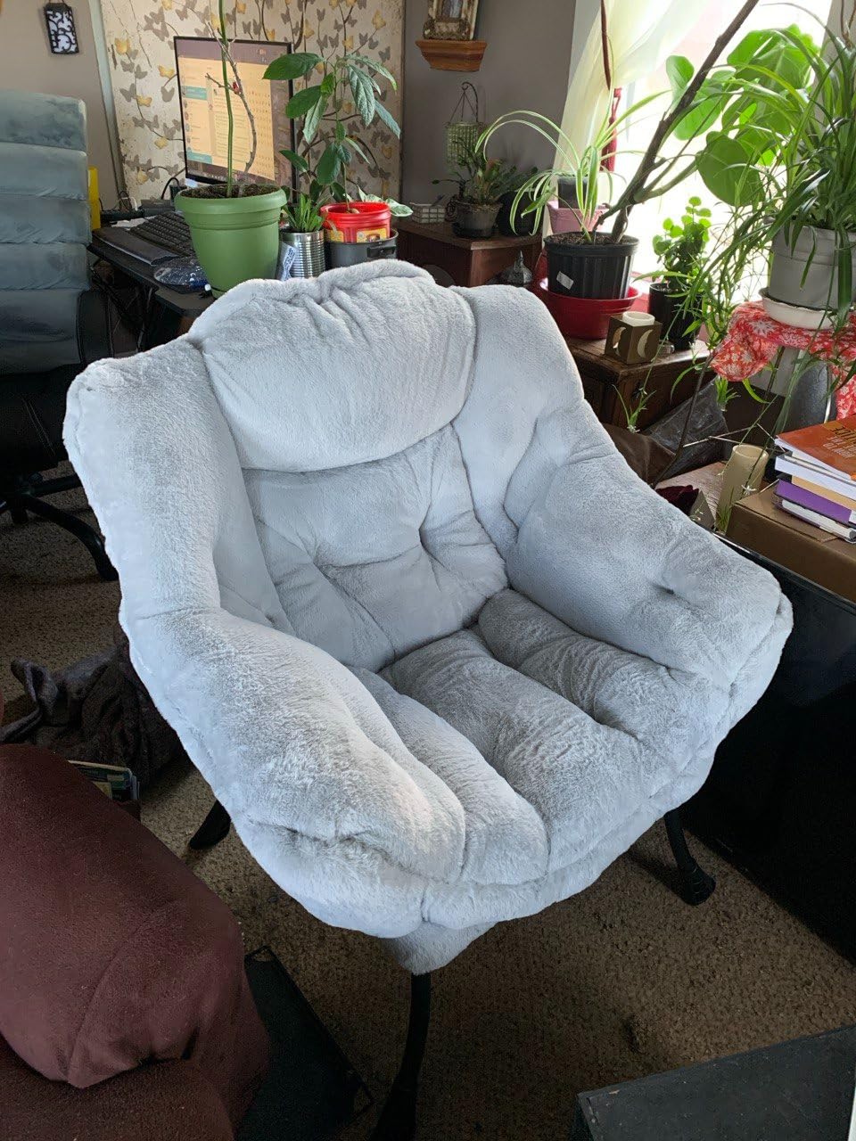 Welnow Lazy Chair with Ottoman, Reading Chair with Footrest,Dark Grey customer photo 2