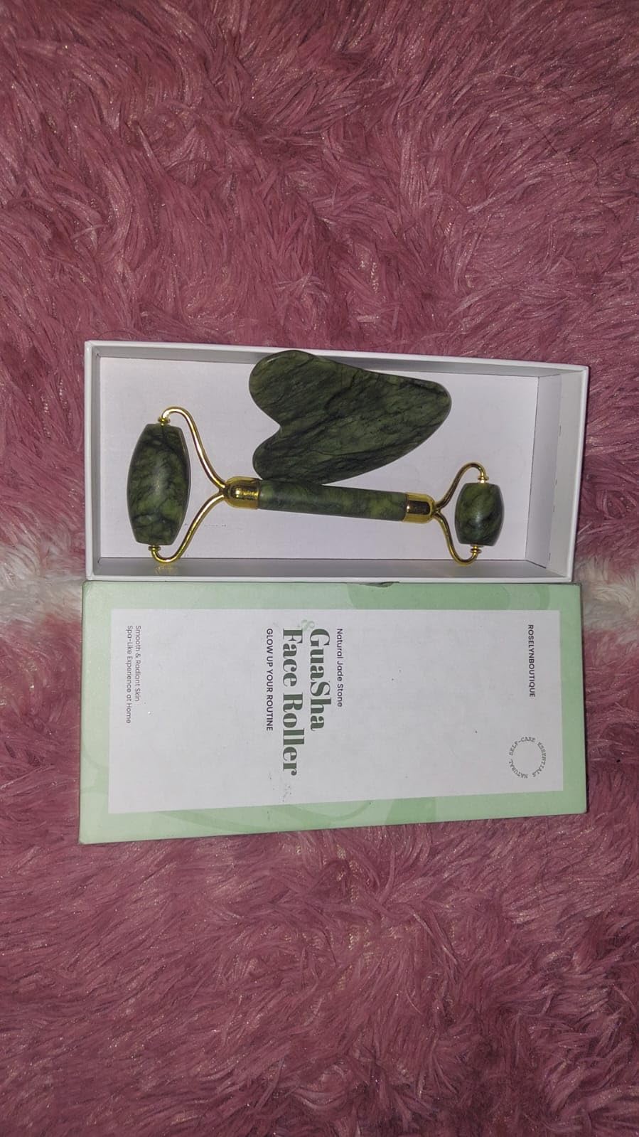 ROSELYNBOUTIQUE Gua Sha Facial Tools & Ice Roller for Face (Green) customer photo 1